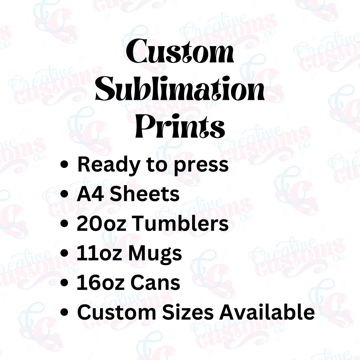 Custom Sublimation Prints - Ready to press