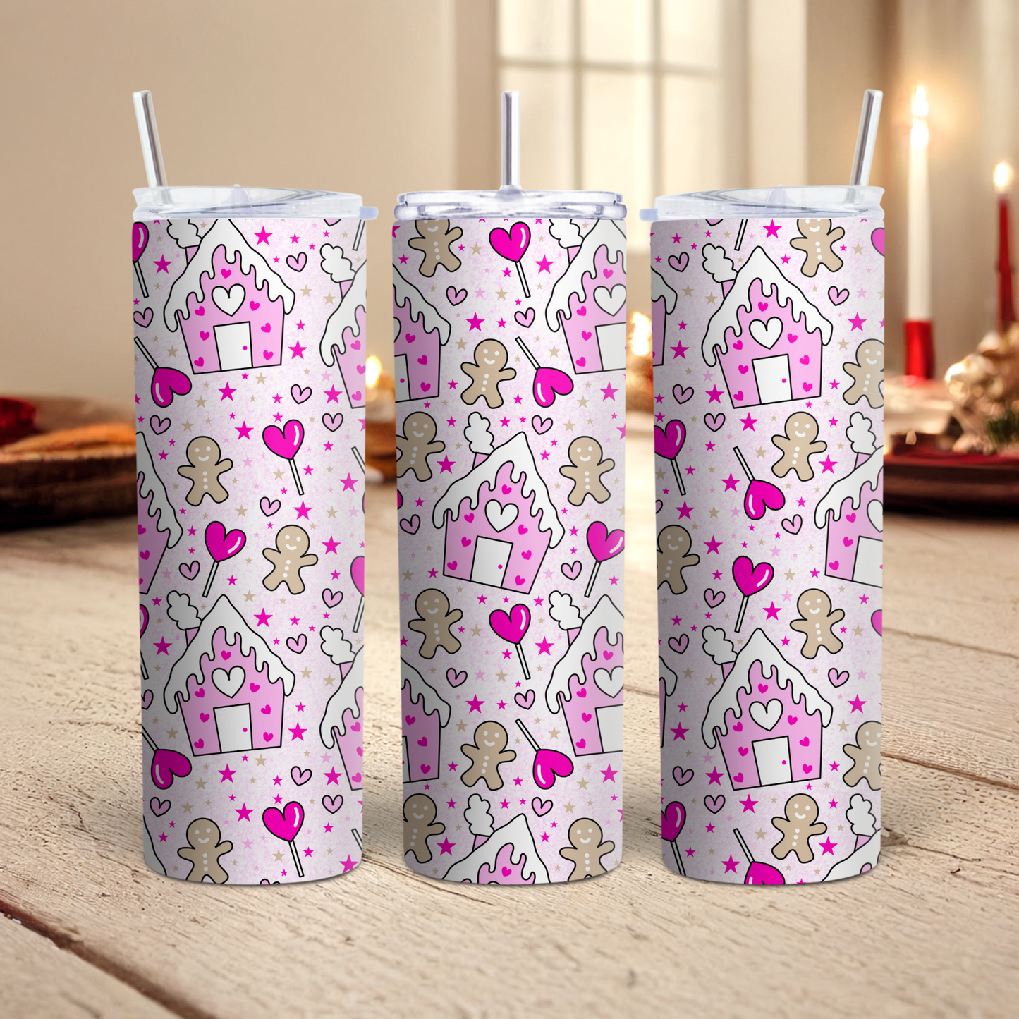 Pink Gingerbread Tumbler