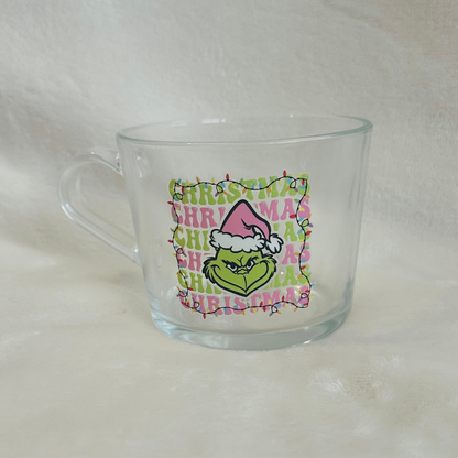 Pink Grinchmas Glass Mug