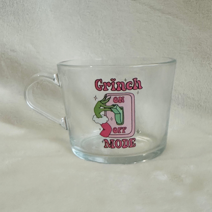 Pink Grinch Mode Large Glass Mug