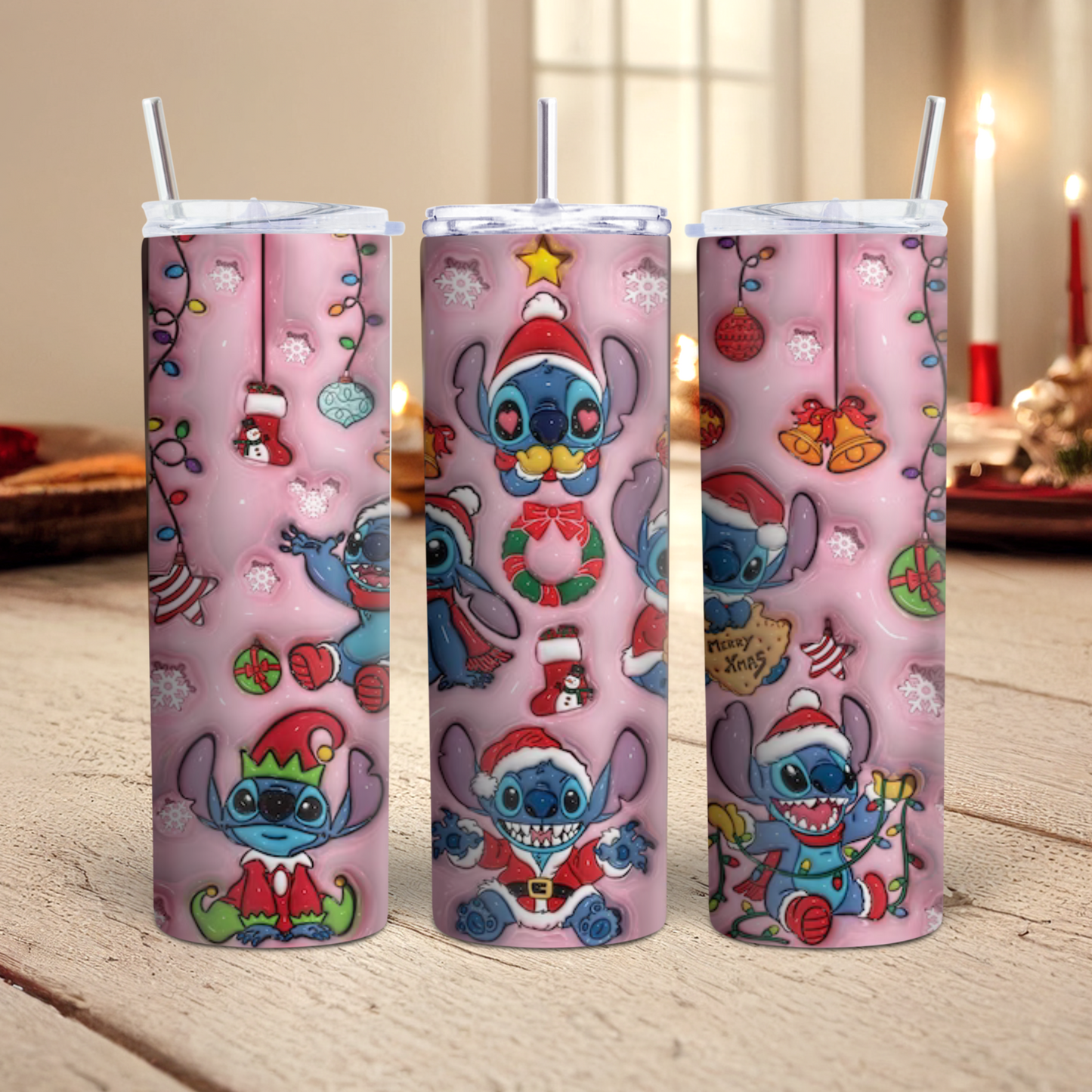 Pink Stitchmas Tumbler