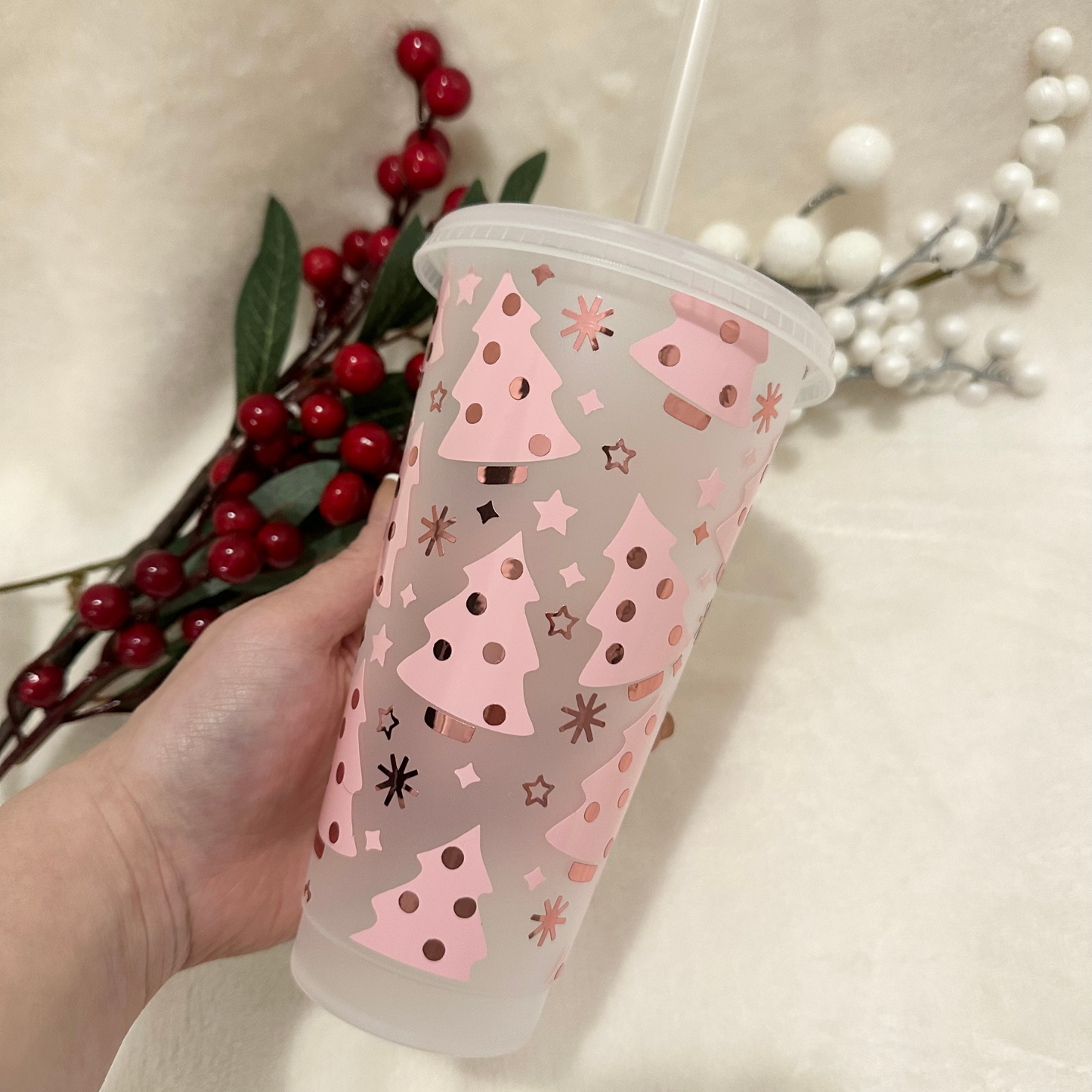 Pink Christmas Tree Cup