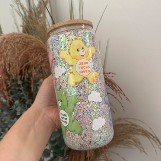 Swear Bears Glitter Glass