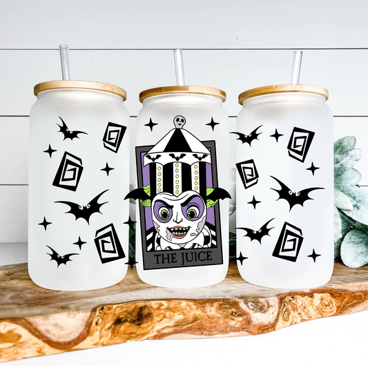 Beetlejuice Frosted Glass Can