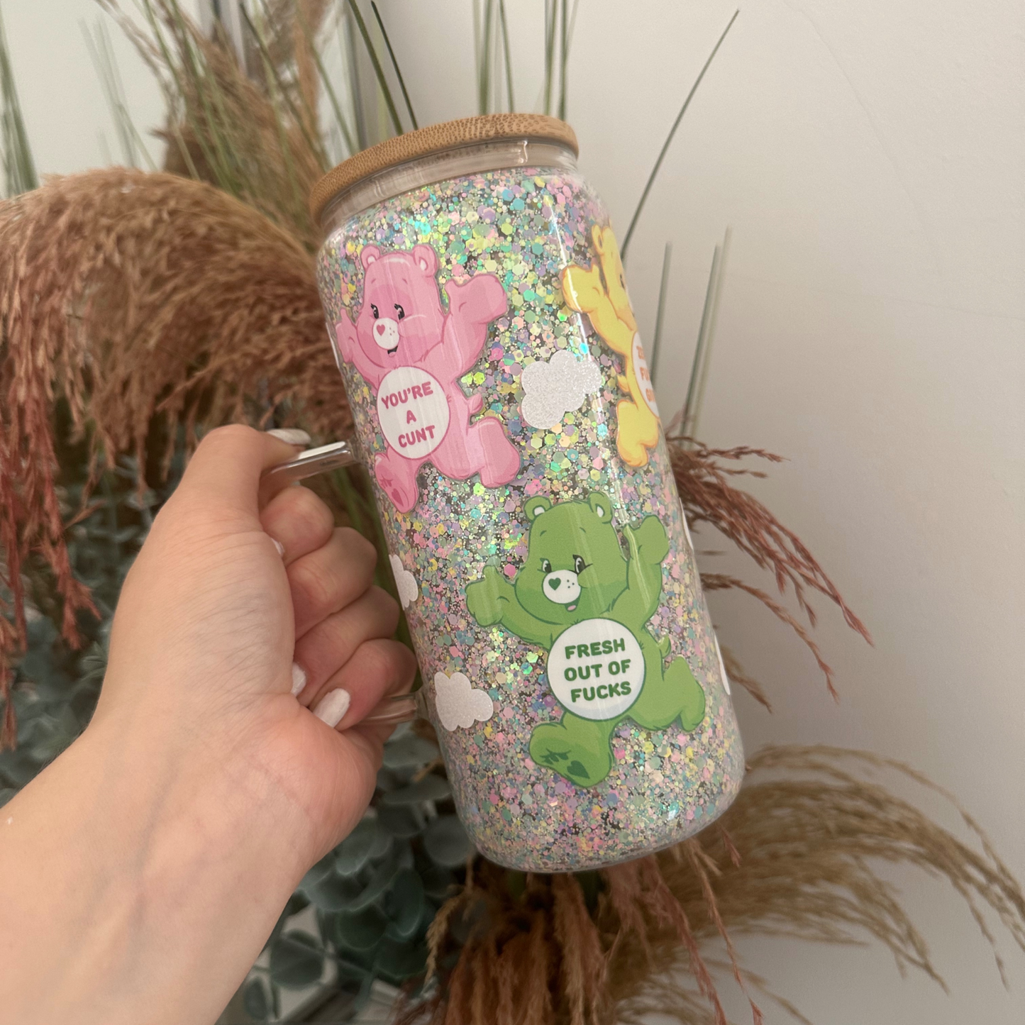 Swear Bears Glitter Glass