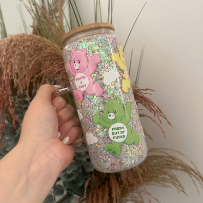 Swear Bears Glitter Glass
