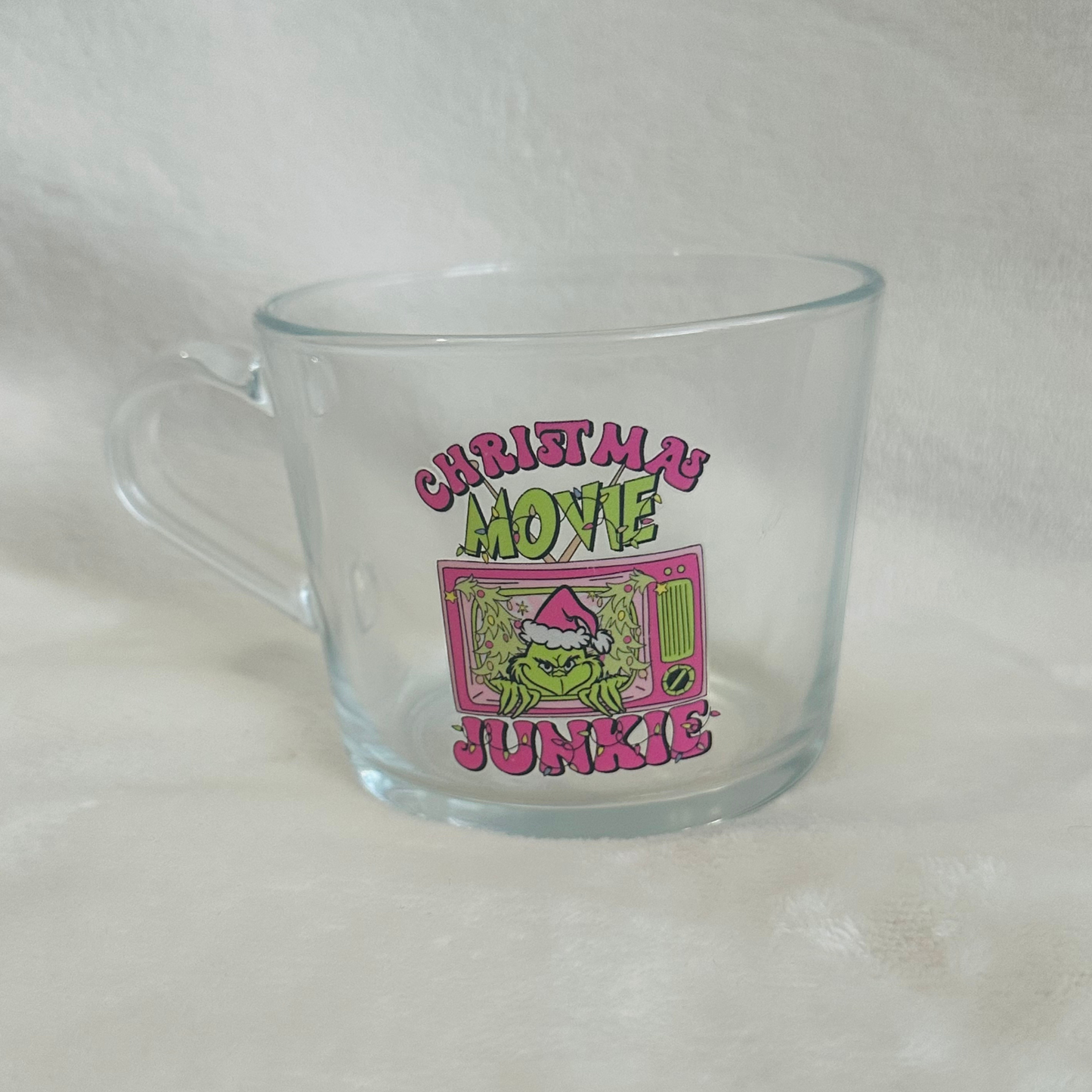 Christmas Movie Junkie Glass Mug