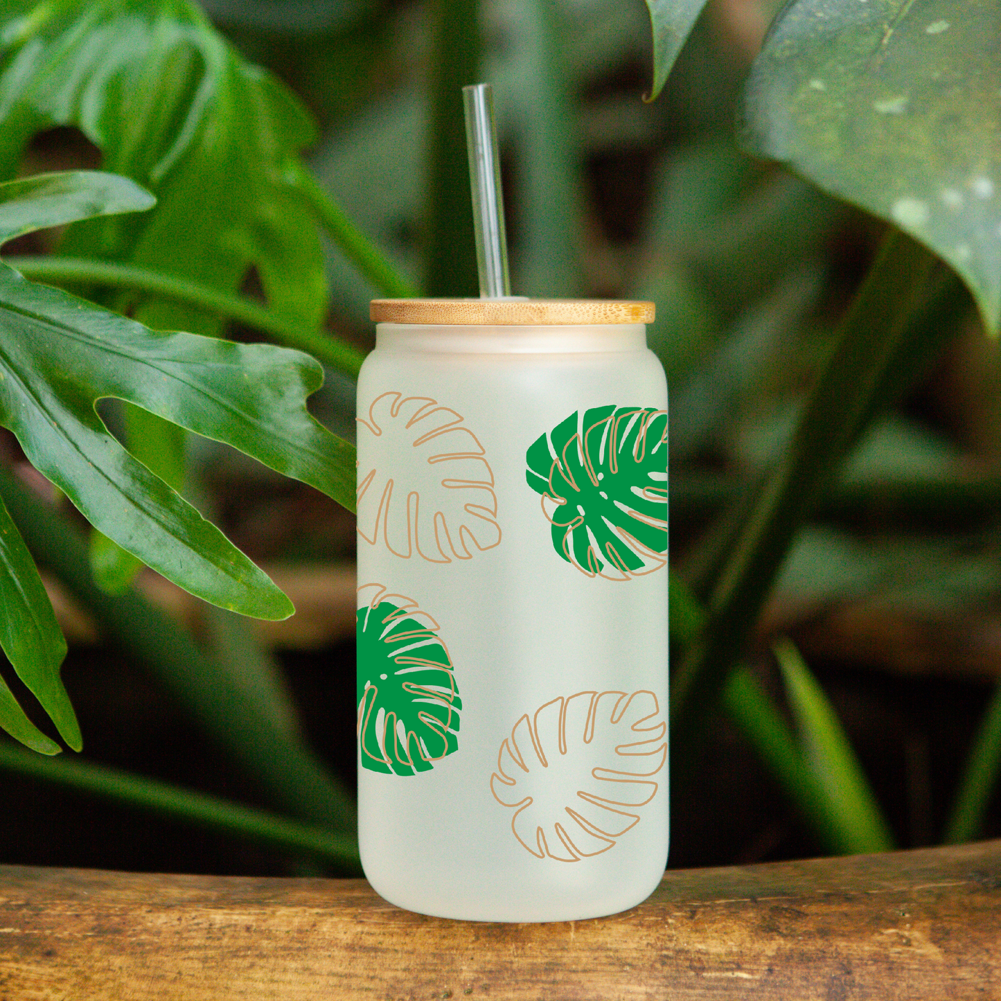 Monstera Glass Can