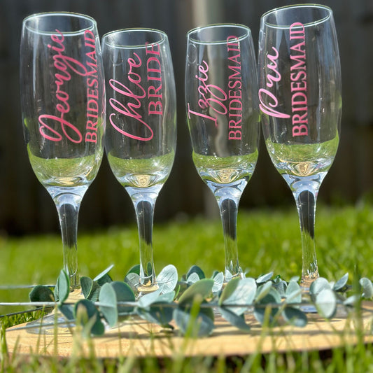 Wedding, Bridal Party Champagne Glass Flute