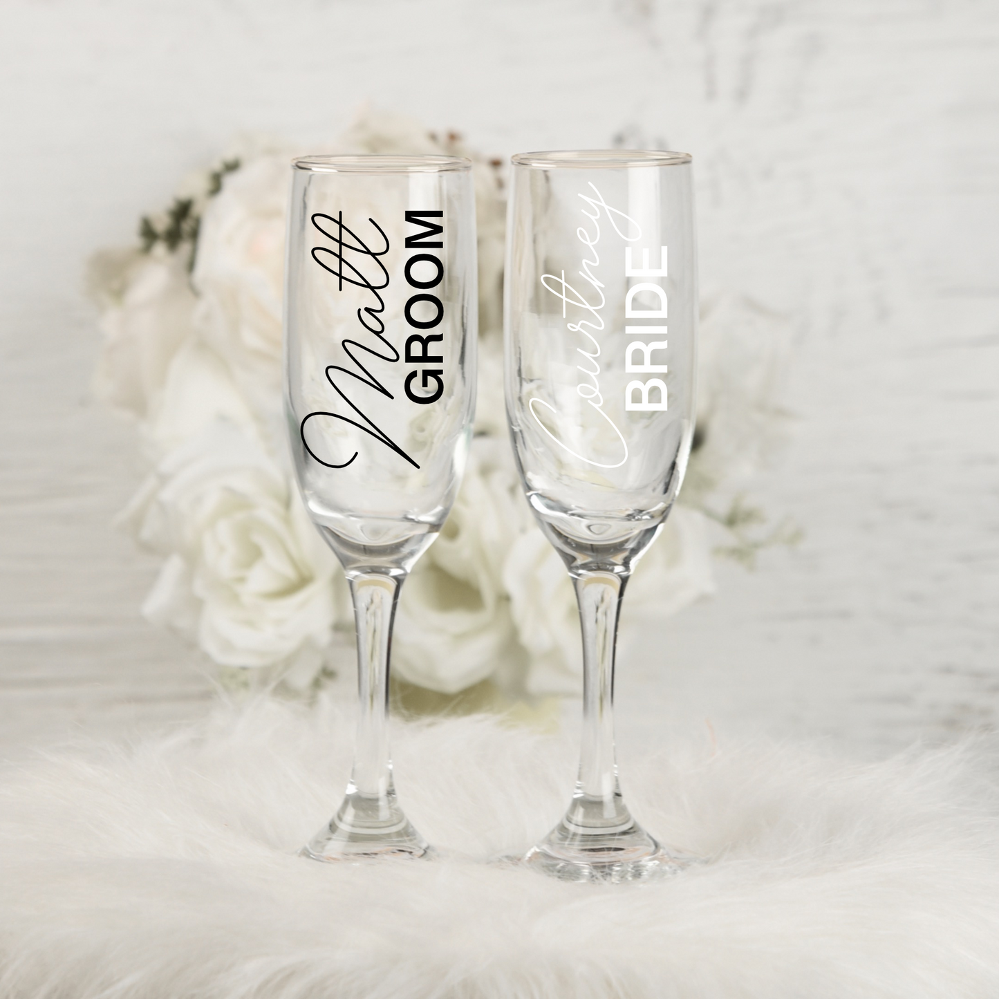 Wedding Bride & Groom Champagne Glass Set