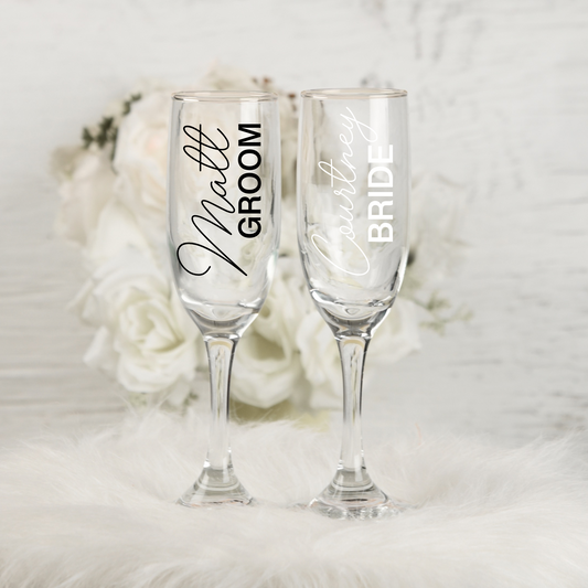 Wedding Bride & Groom Champagne Glass Set