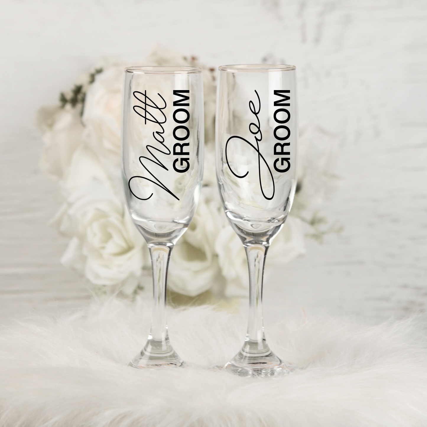 Wedding Bride & Groom Champagne Glass Set