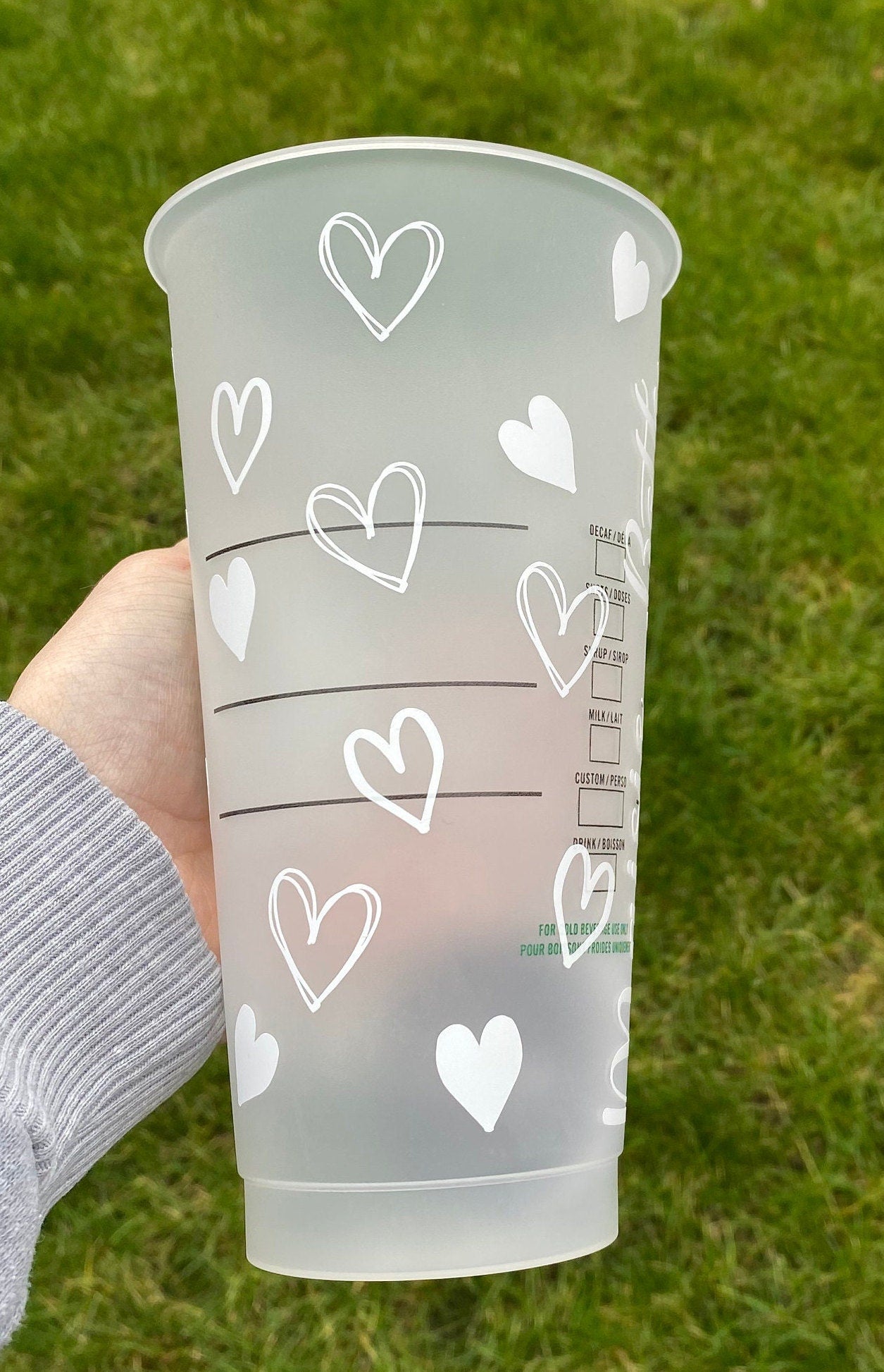 Personalised White Hearts Cold Cup